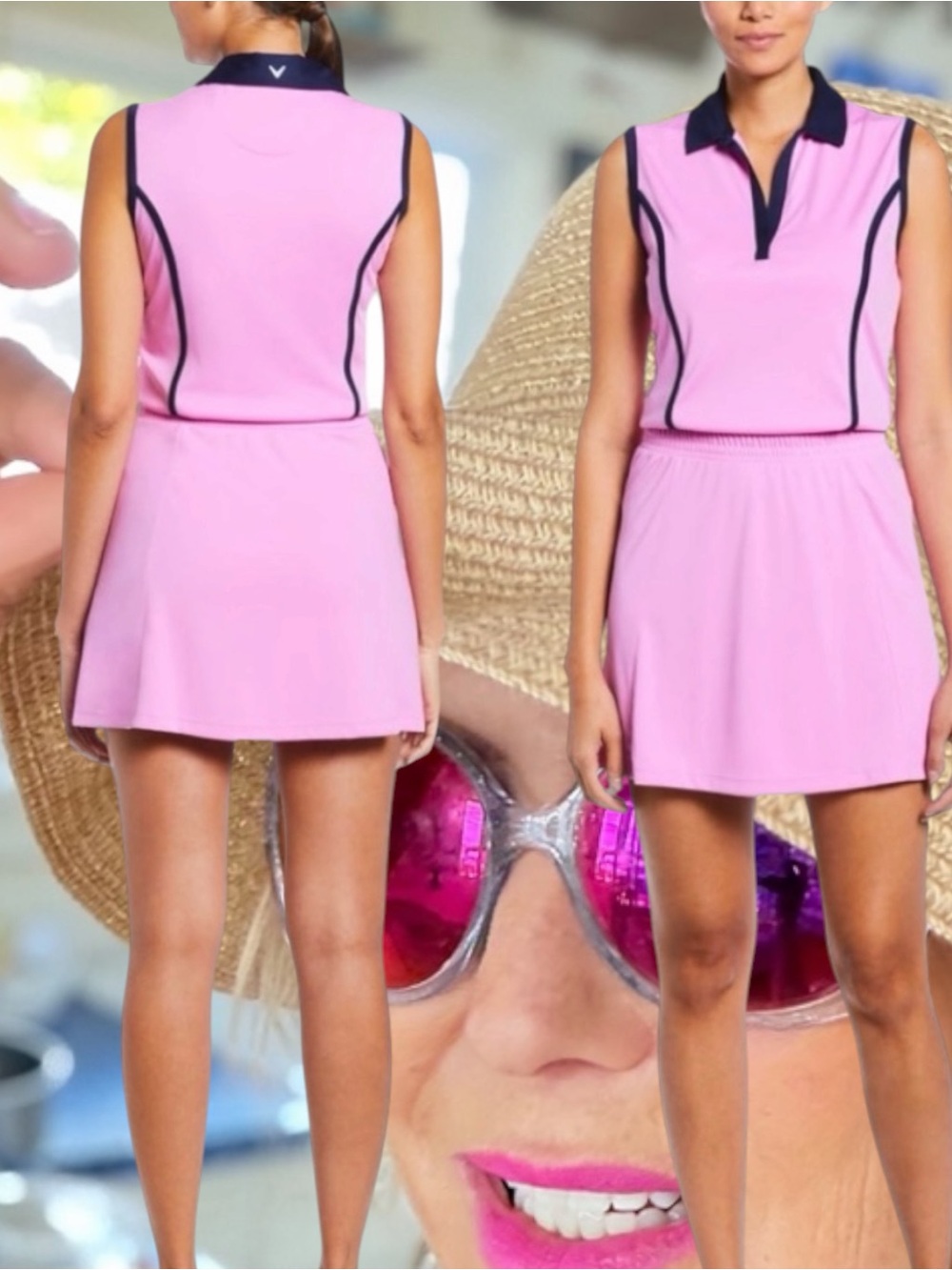 Callaway Pink Sleeveless Polo Tennis 🎾 Dress with Black Trim